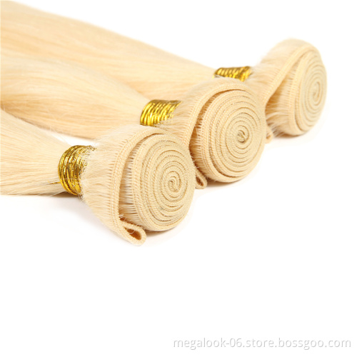100% 10a 613 Blonde Color Peruvian Straight Remy Unprocessed Weave Human Hair Extensions